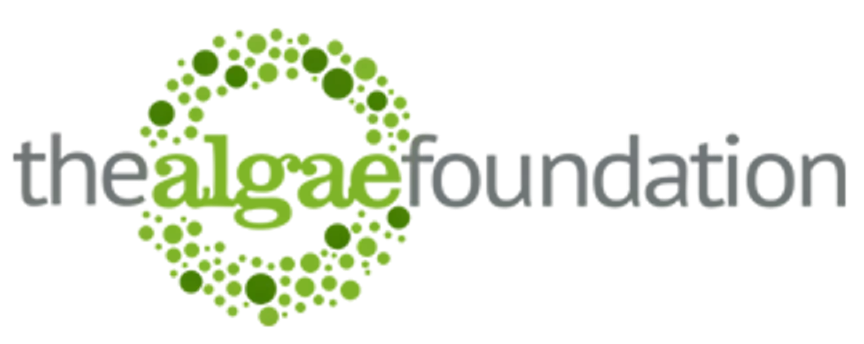 The Algae Foundation logo with green bubbles.